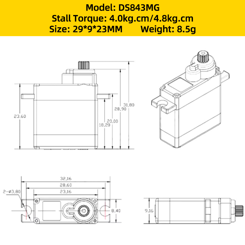 4 STKS Corona DS843MG Digitale - Brushless Motor Thrust Test Stand recensie en prijs